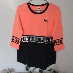 Pink VS Coral 3/4 Sleeve Crewneck like Shirt